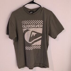 Quiksilver Men's Olive Green Graphic Tee
